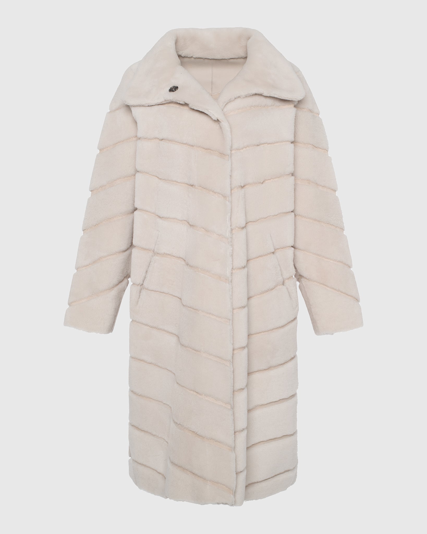 Reversible Merino Shearling Lamb Chevron Short Coat