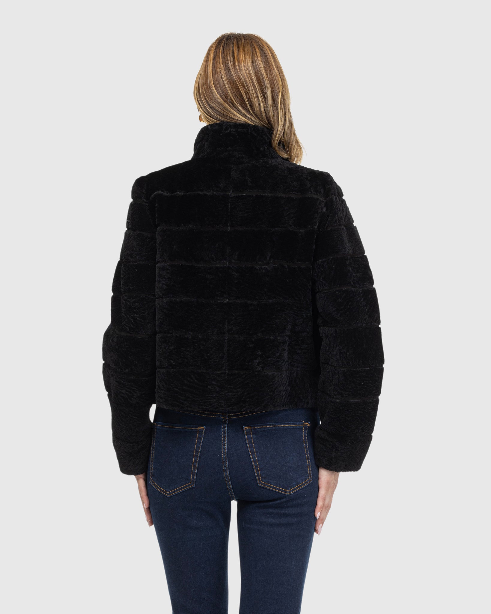 Reversible Textured Shearling Lamb Jacket