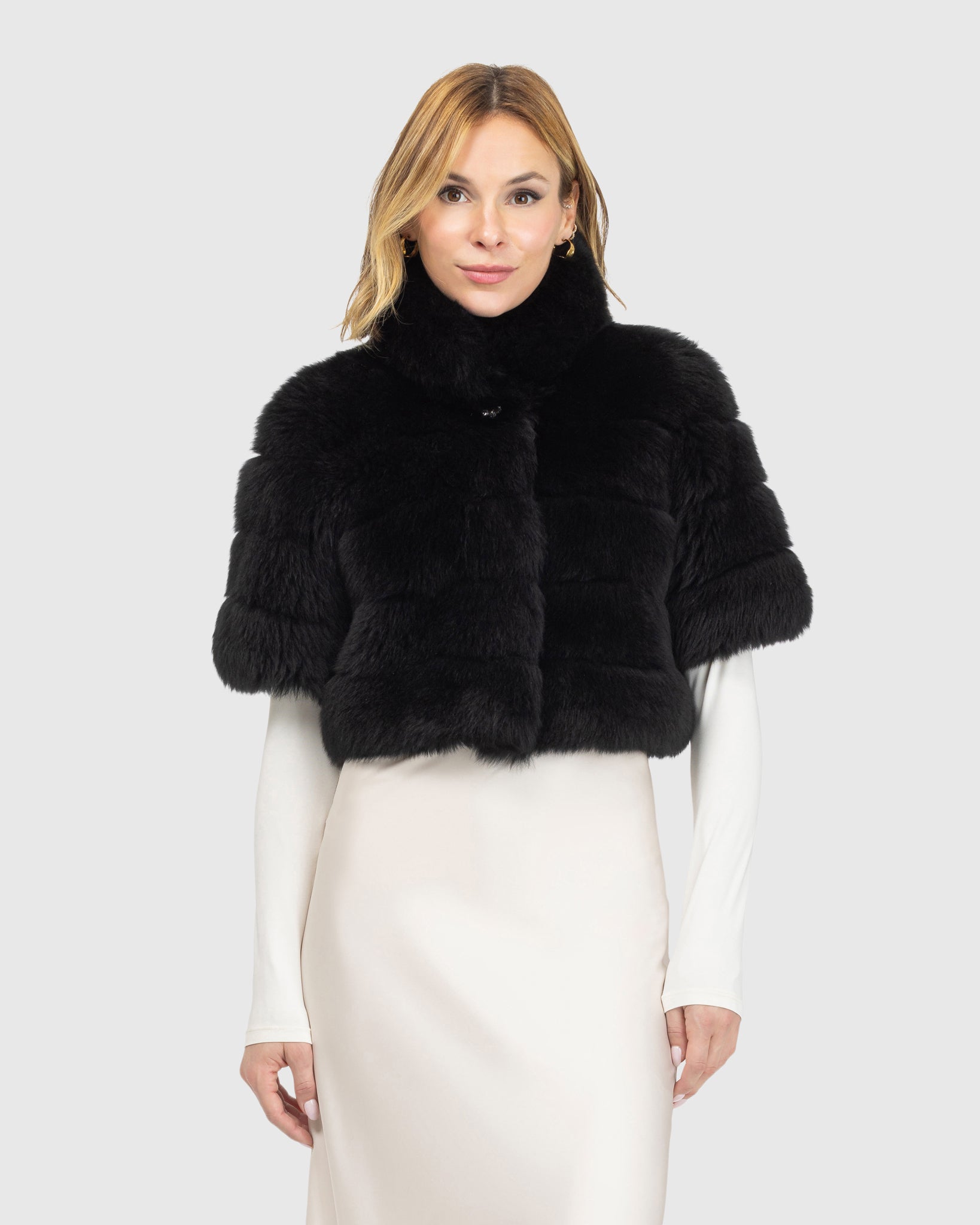 Reversible Merinillo Shearling Lamb Bolero with Cropped Sleeves