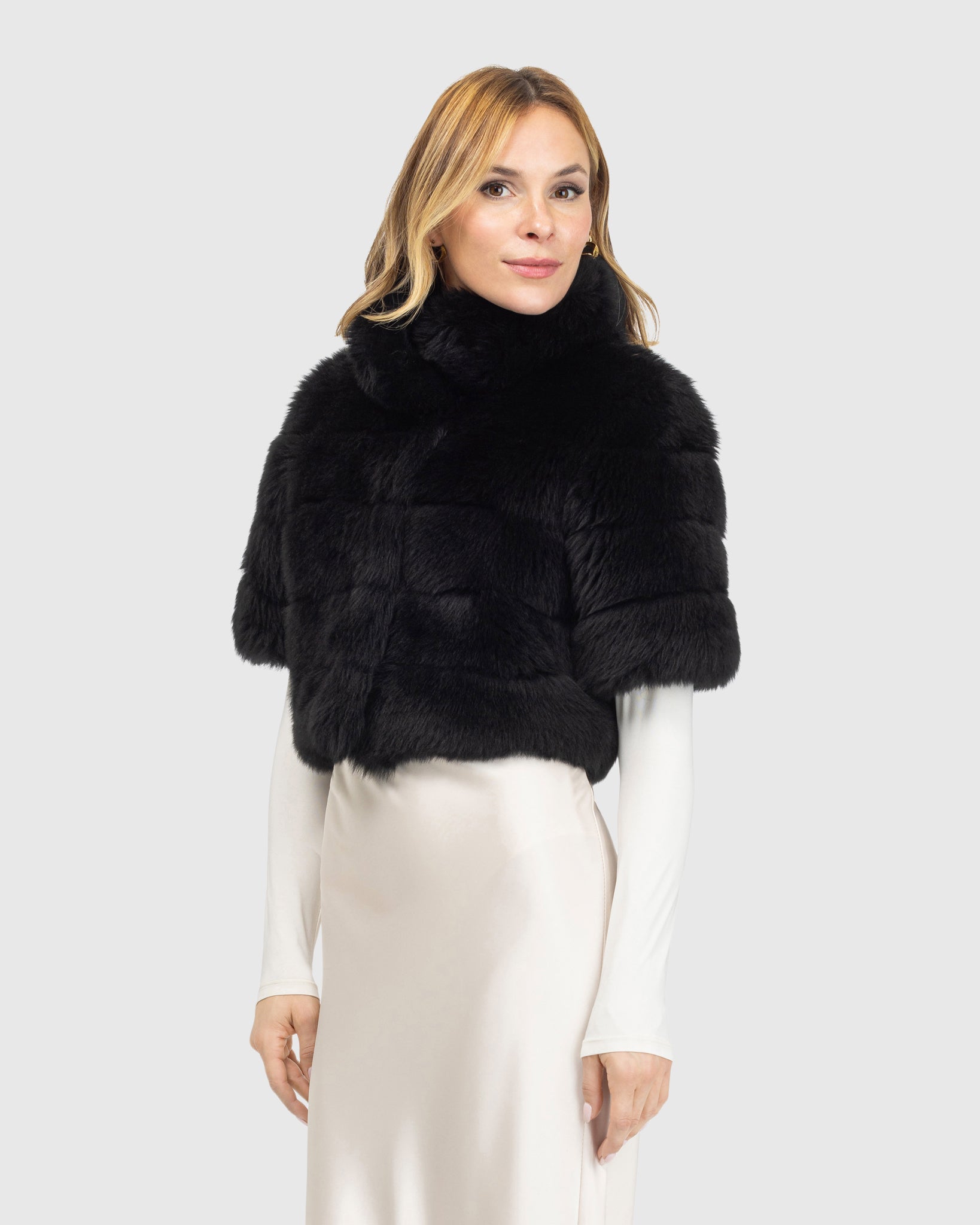 Reversible Merinillo Shearling Lamb Bolero with Cropped Sleeves