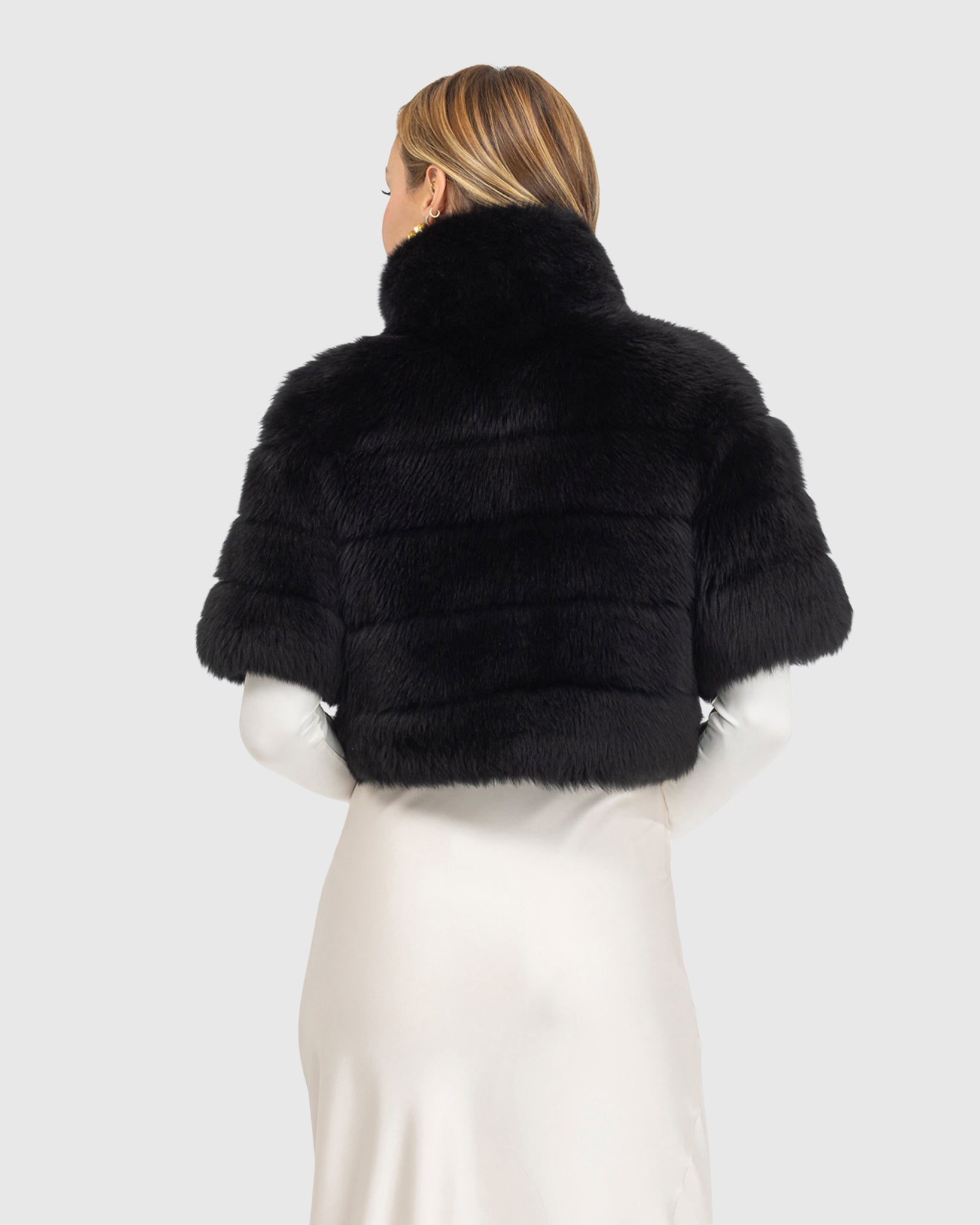 Reversible Merinillo Shearling Lamb Bolero with Cropped Sleeves