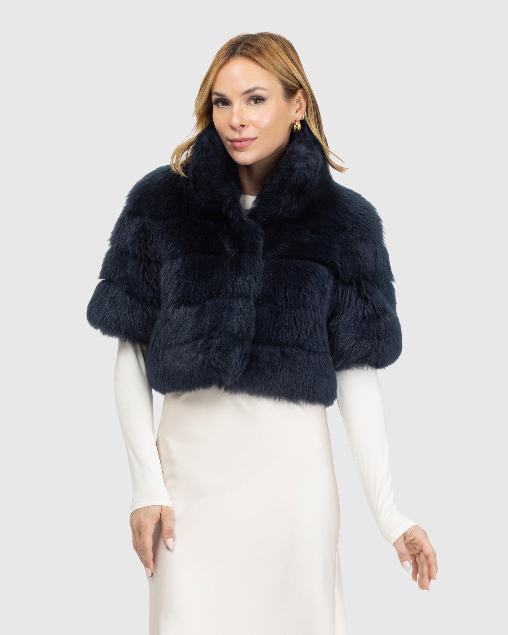Reversible Merinillo Shearling Lamb Bolero with Cropped Sleeves