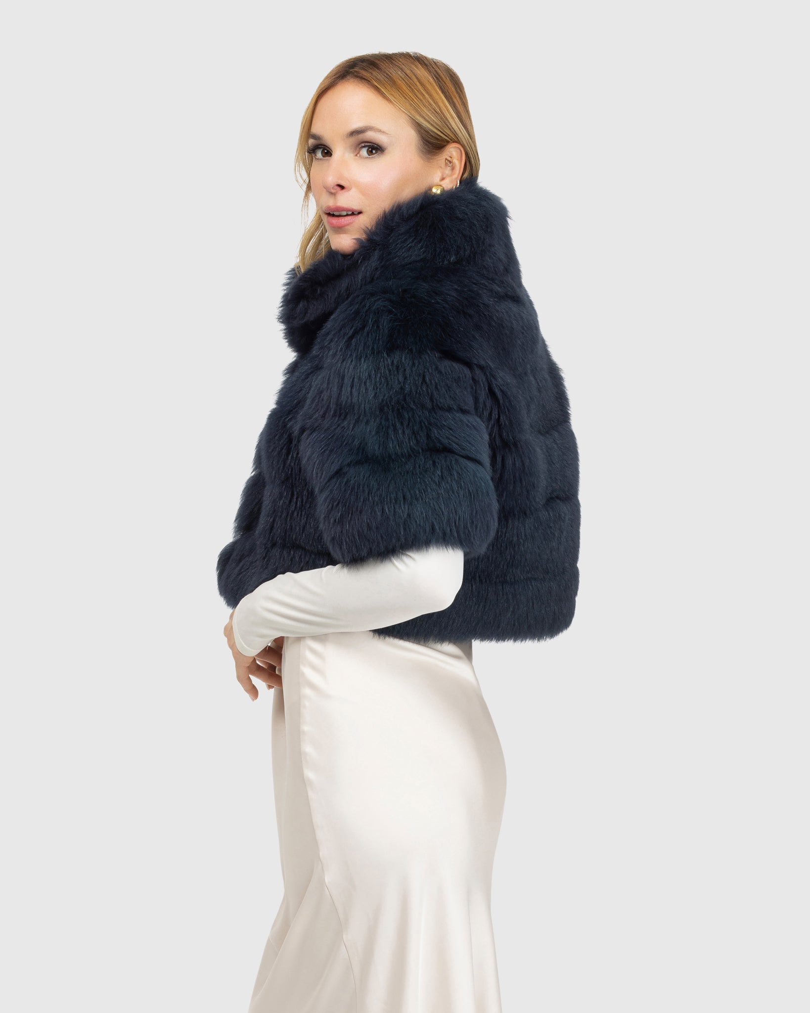 Reversible Merinillo Shearling Lamb Bolero with Cropped Sleeves