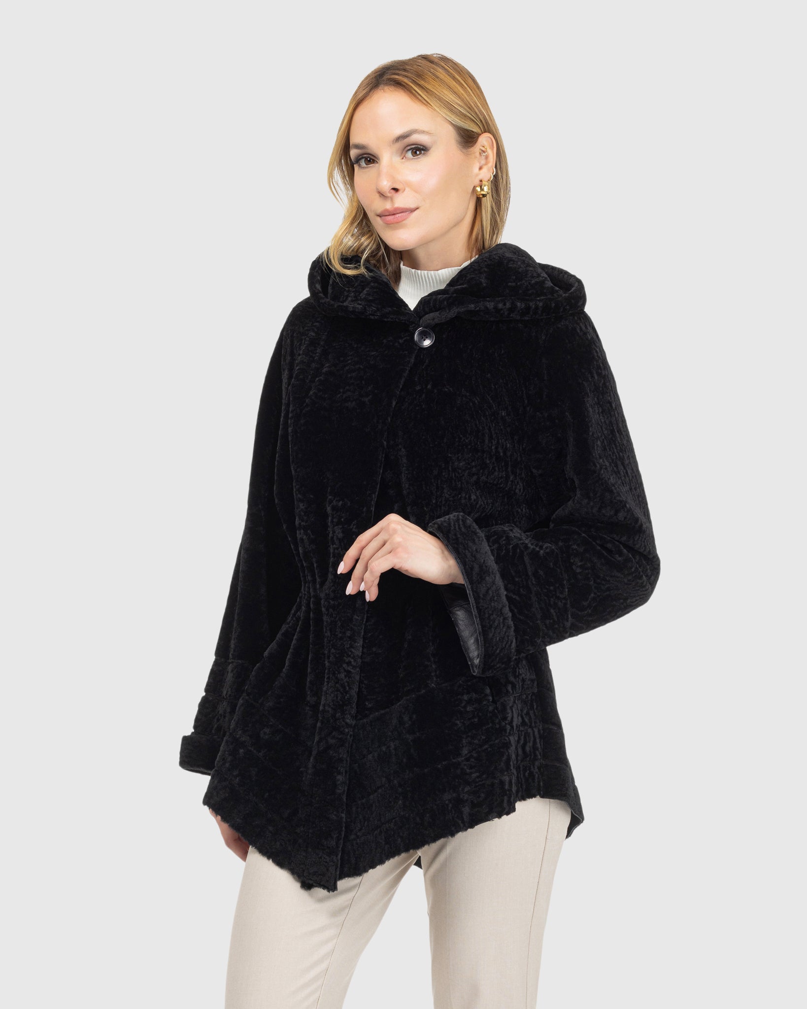 Reversible Textured Shearling Lamb Jacket