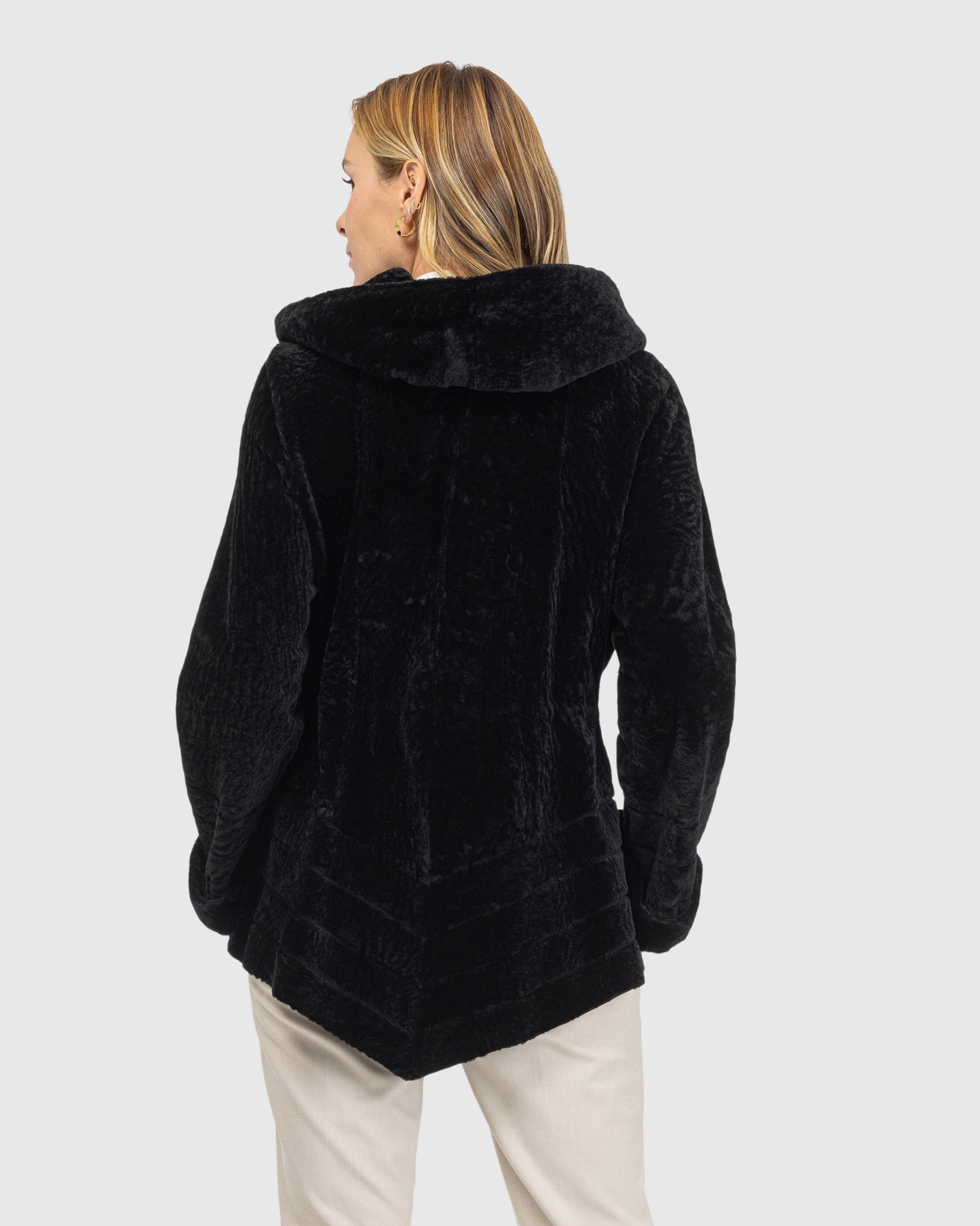 Reversible Textured Shearling Lamb Jacket