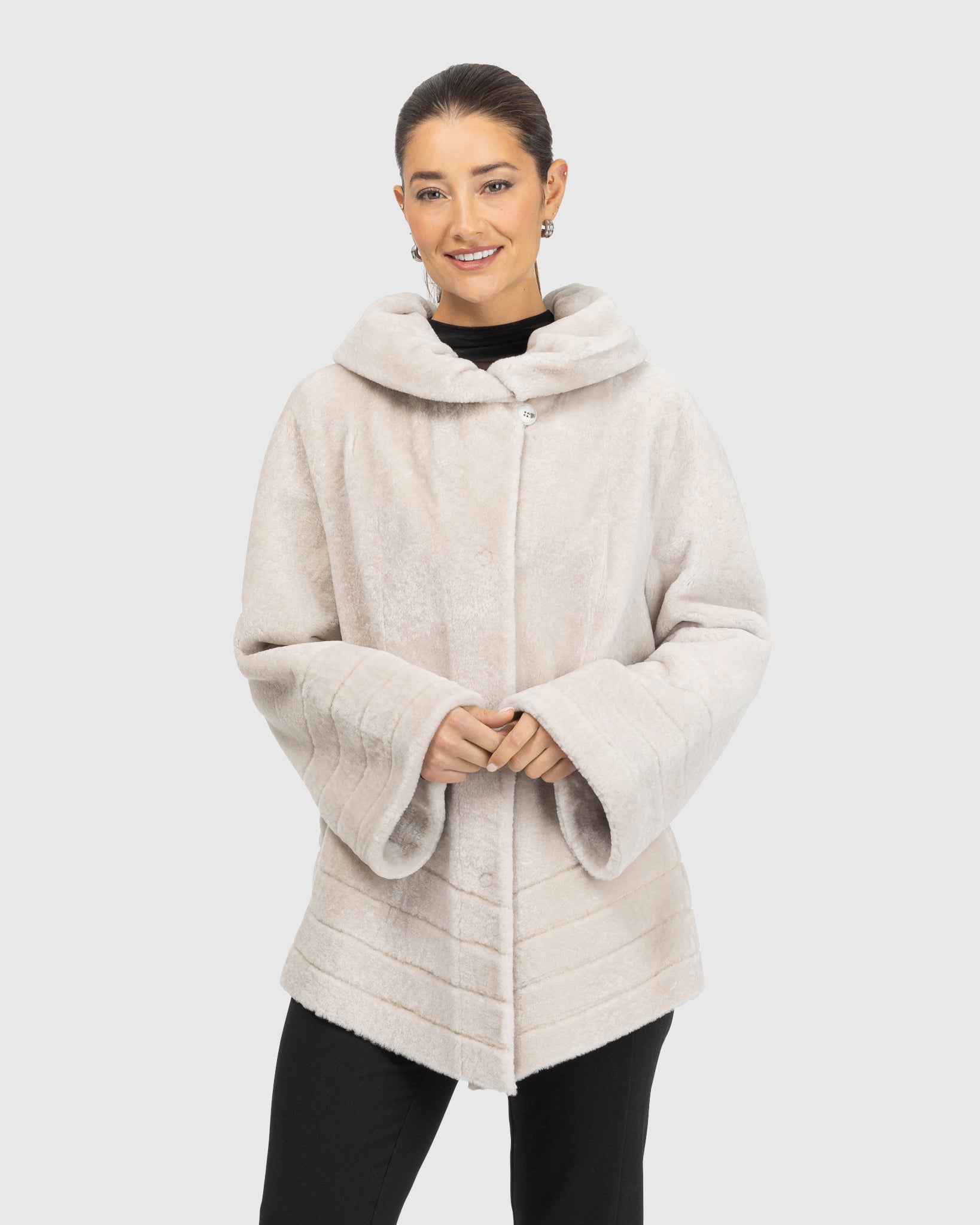 Reversible Textured Shearling Lamb Jacket