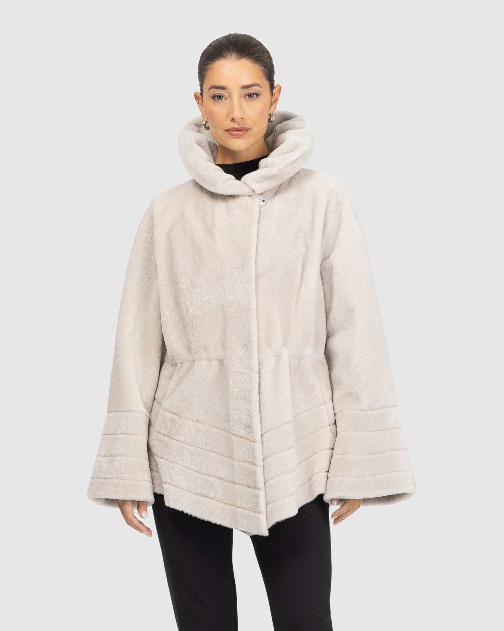 Reversible Textured Shearling Lamb Jacket