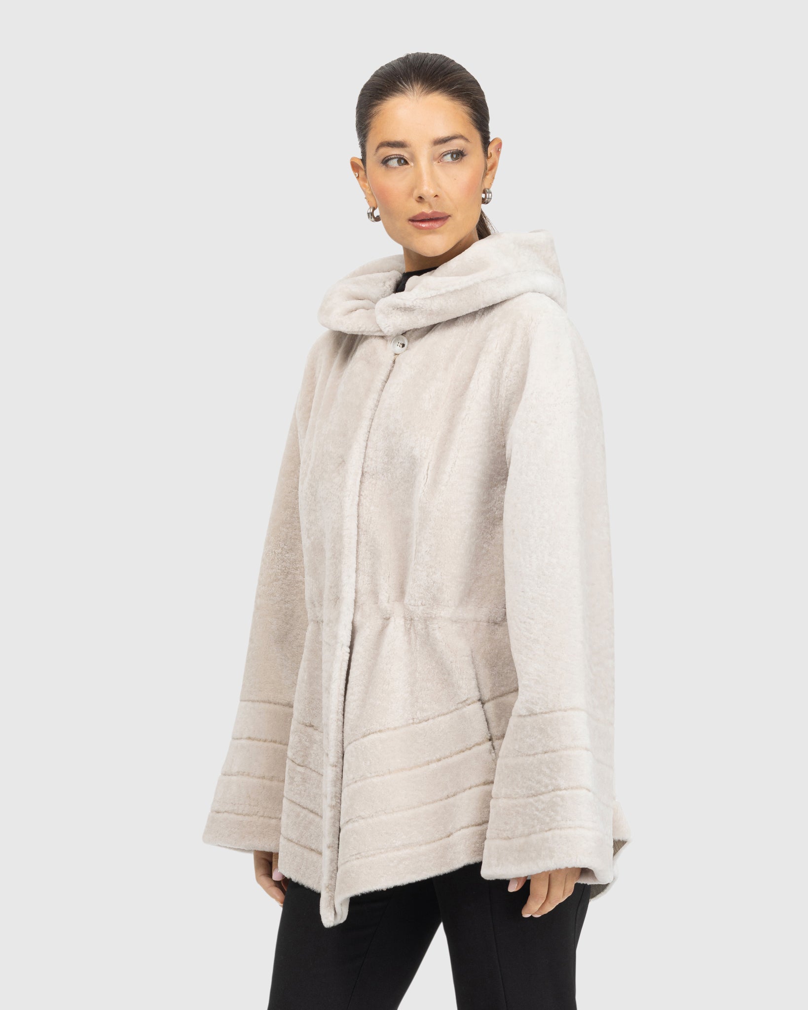 Reversible Textured Shearling Lamb Jacket