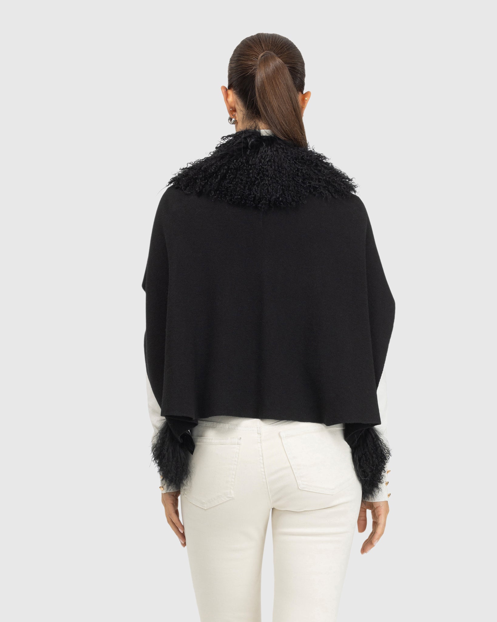 Knit Vest with Mongolian (Tg) Shearling Lamb Trim