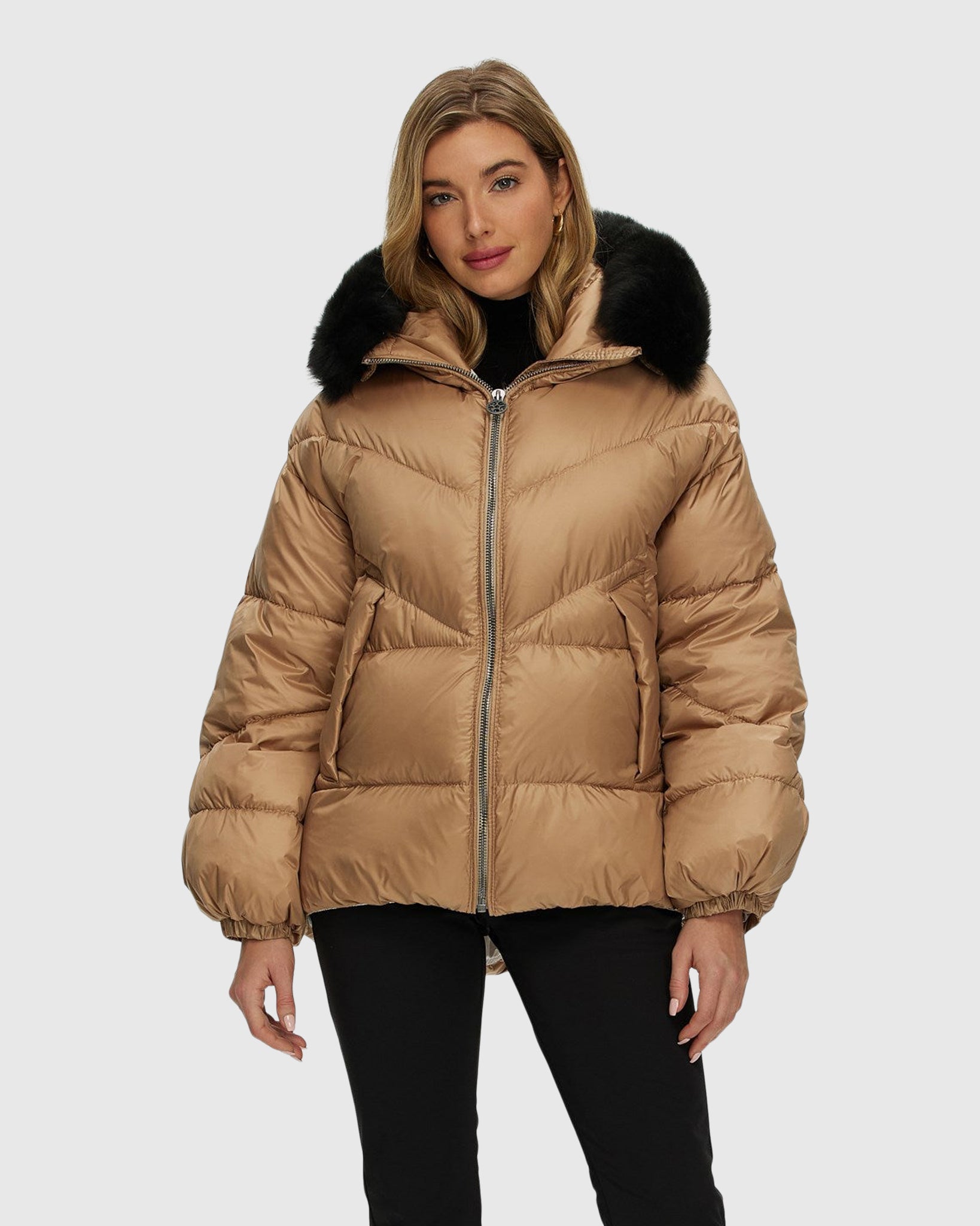 AprèsSki Jacket with Detachable Toscana Shearling Lamb Hood Trim — free download