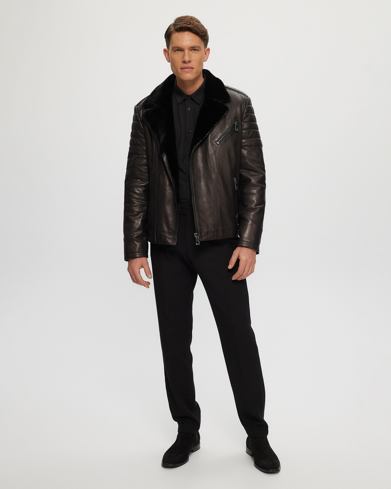 Black shearling men hotsell