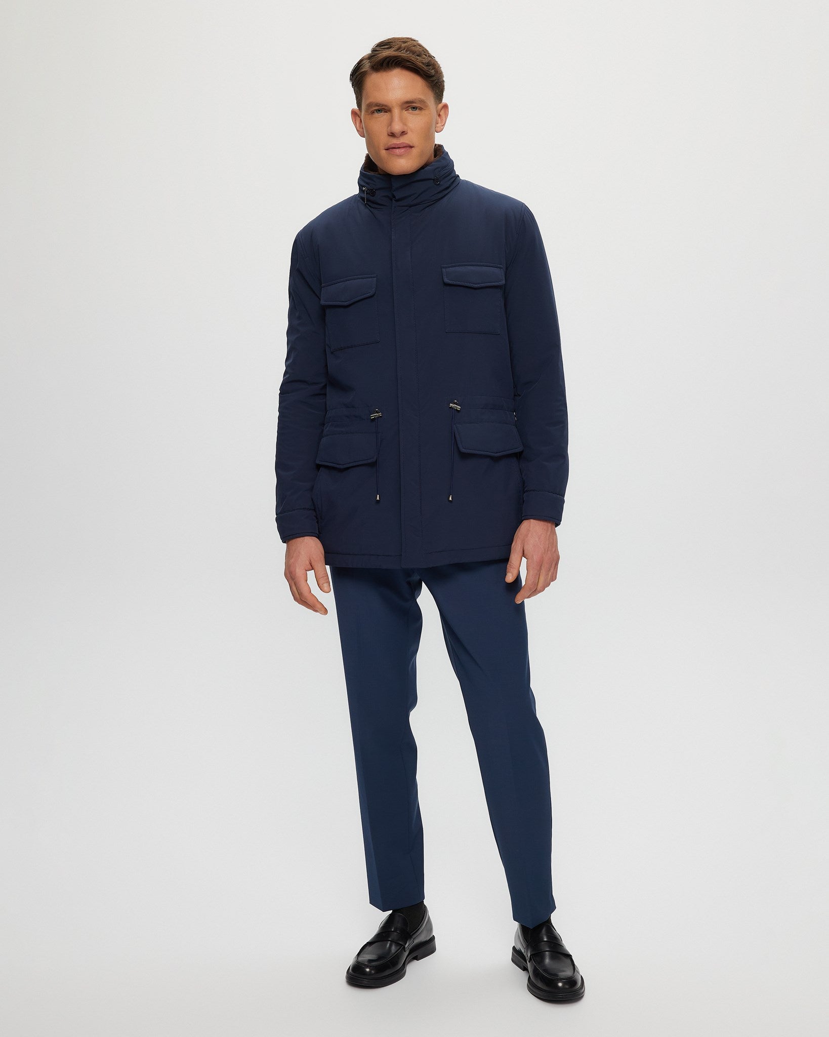 Veste en tissu pour homme avec doublure en peau d'agneau sélectionnée