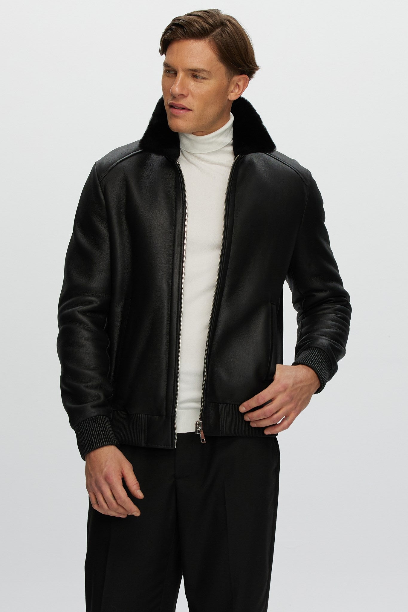 Veste en peau d'agneau mérinos pour homme