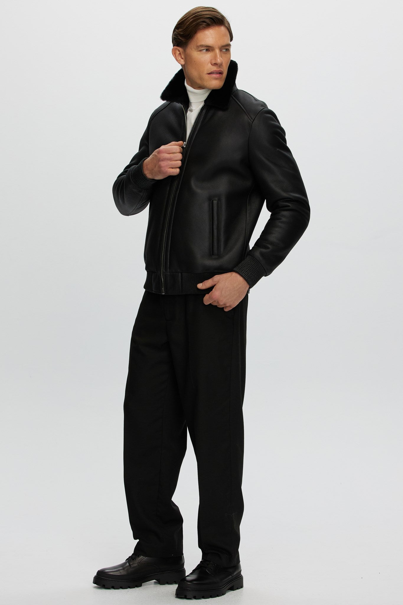 Veste en peau d'agneau mérinos pour homme