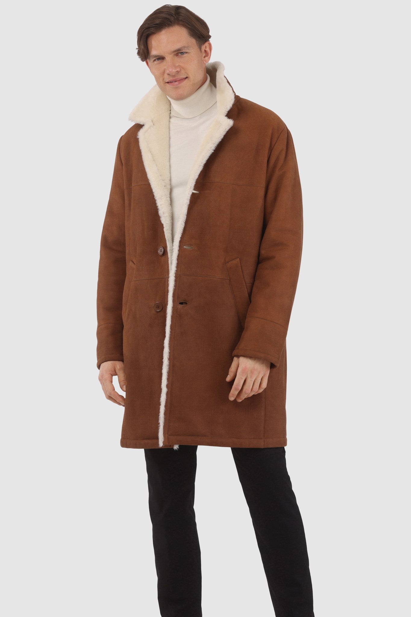 Manteau court en peau d'agneau mérinos pour homme
