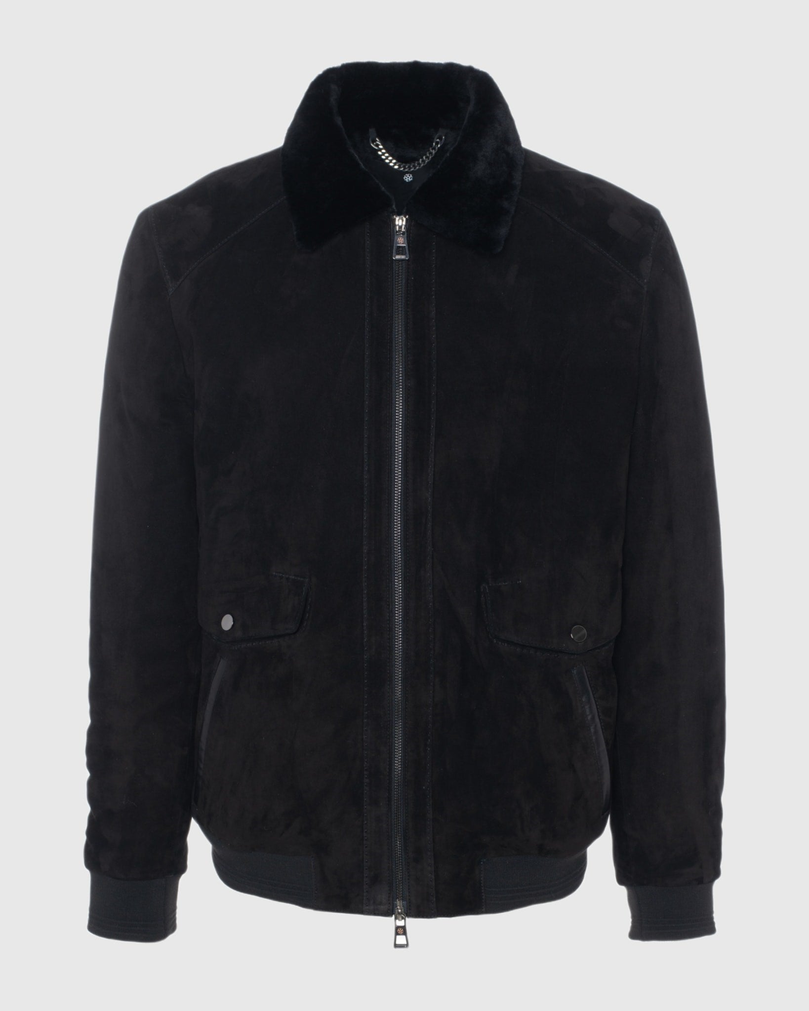 Veste en daim pour homme avec doublure en agneau moutonné de qualité supérieure