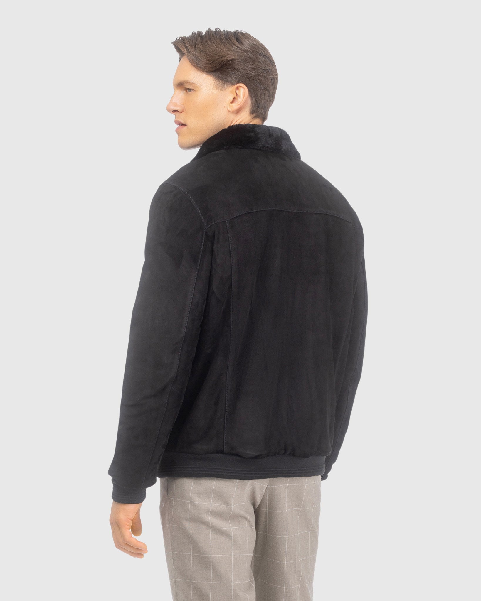 Mens Suede Jacket with Select Shearling Lamb Lining
