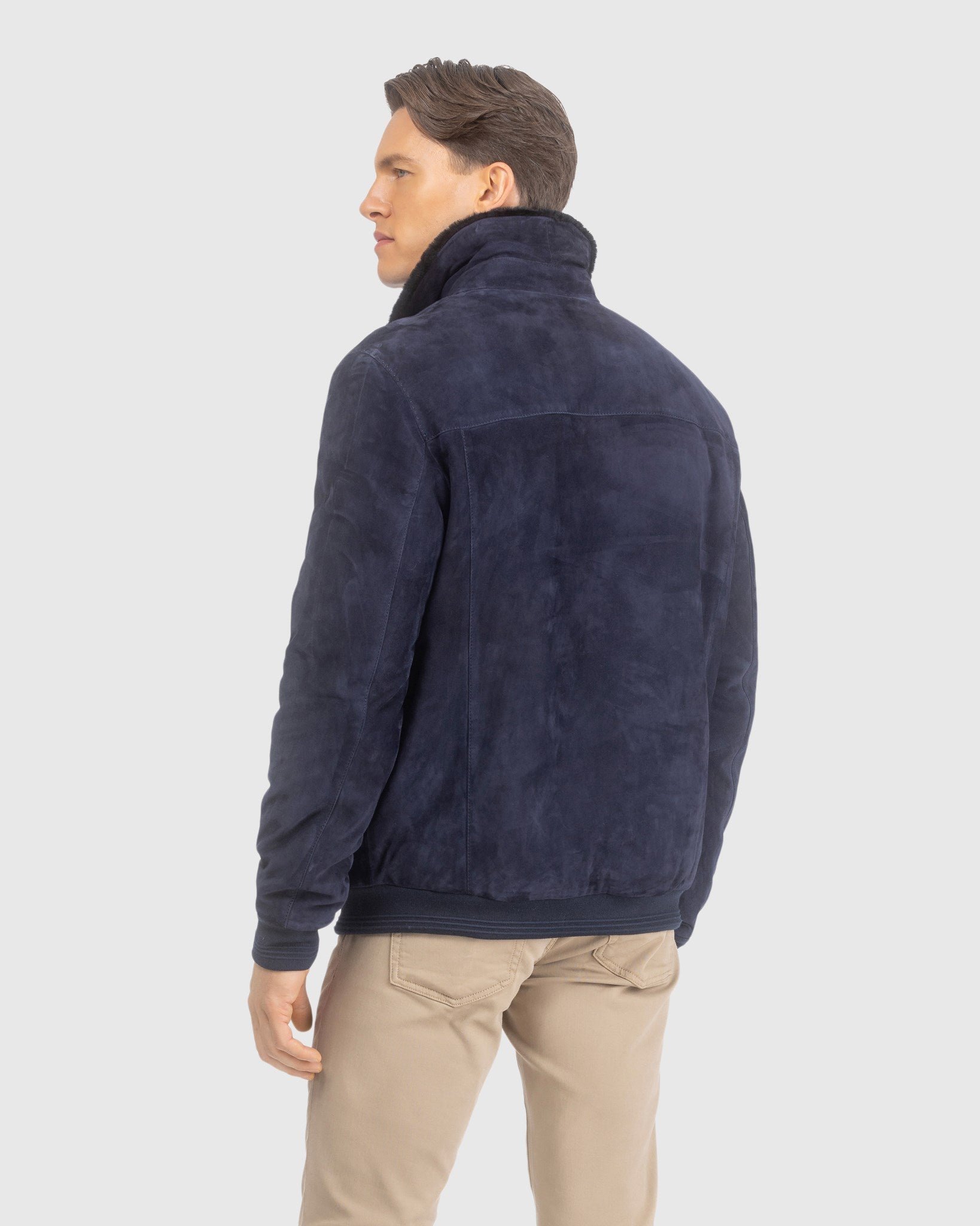 Mens Suede Jacket with Select Shearling Lamb Lining