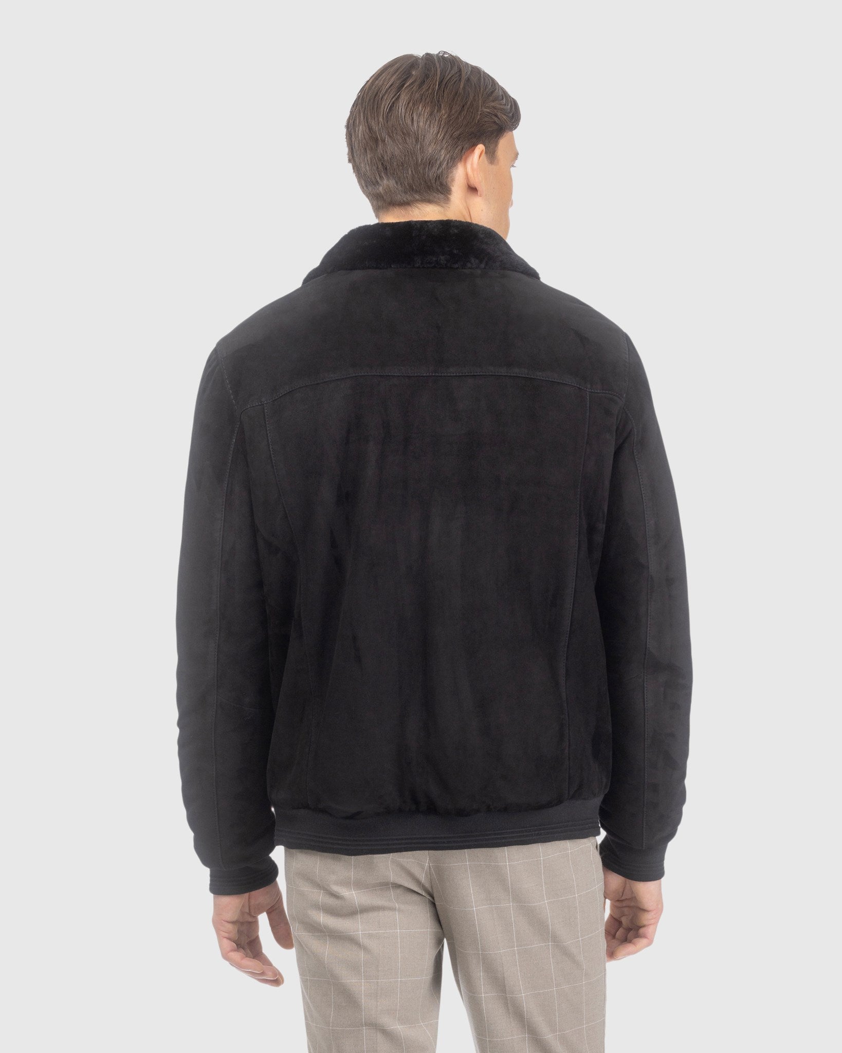 Mens Suede Jacket with Select Shearling Lamb Lining