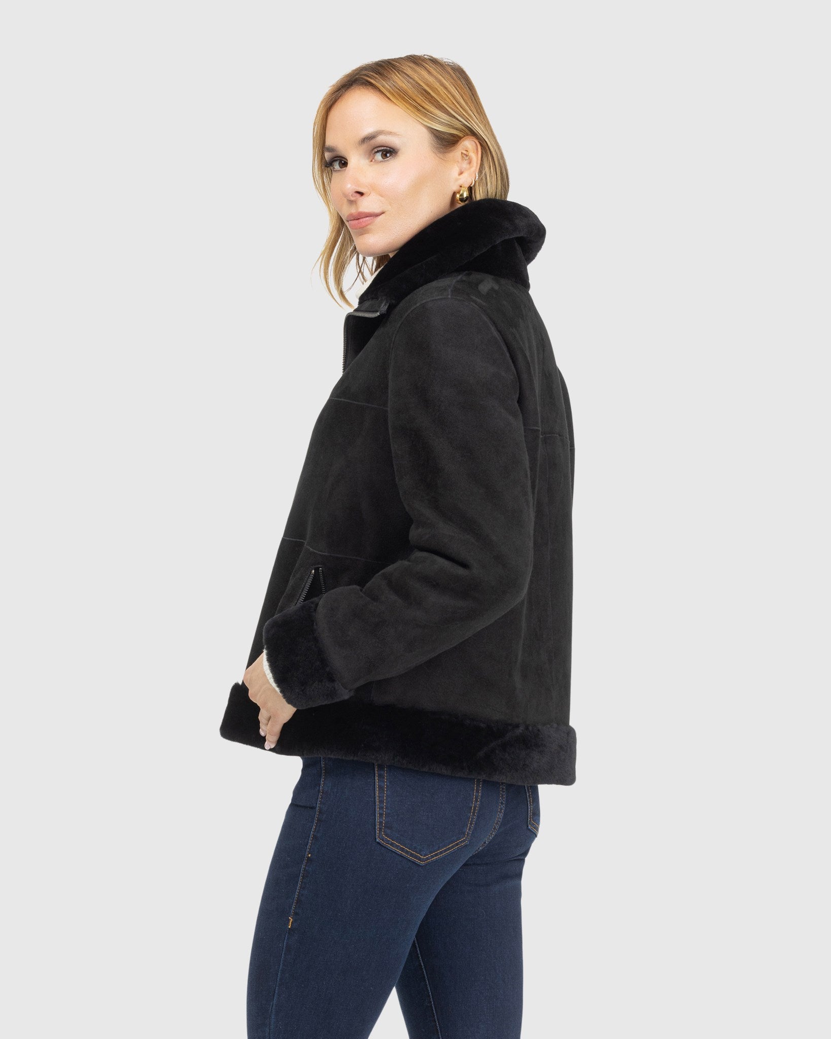 Merino Shearling Lamb Zip Jacket