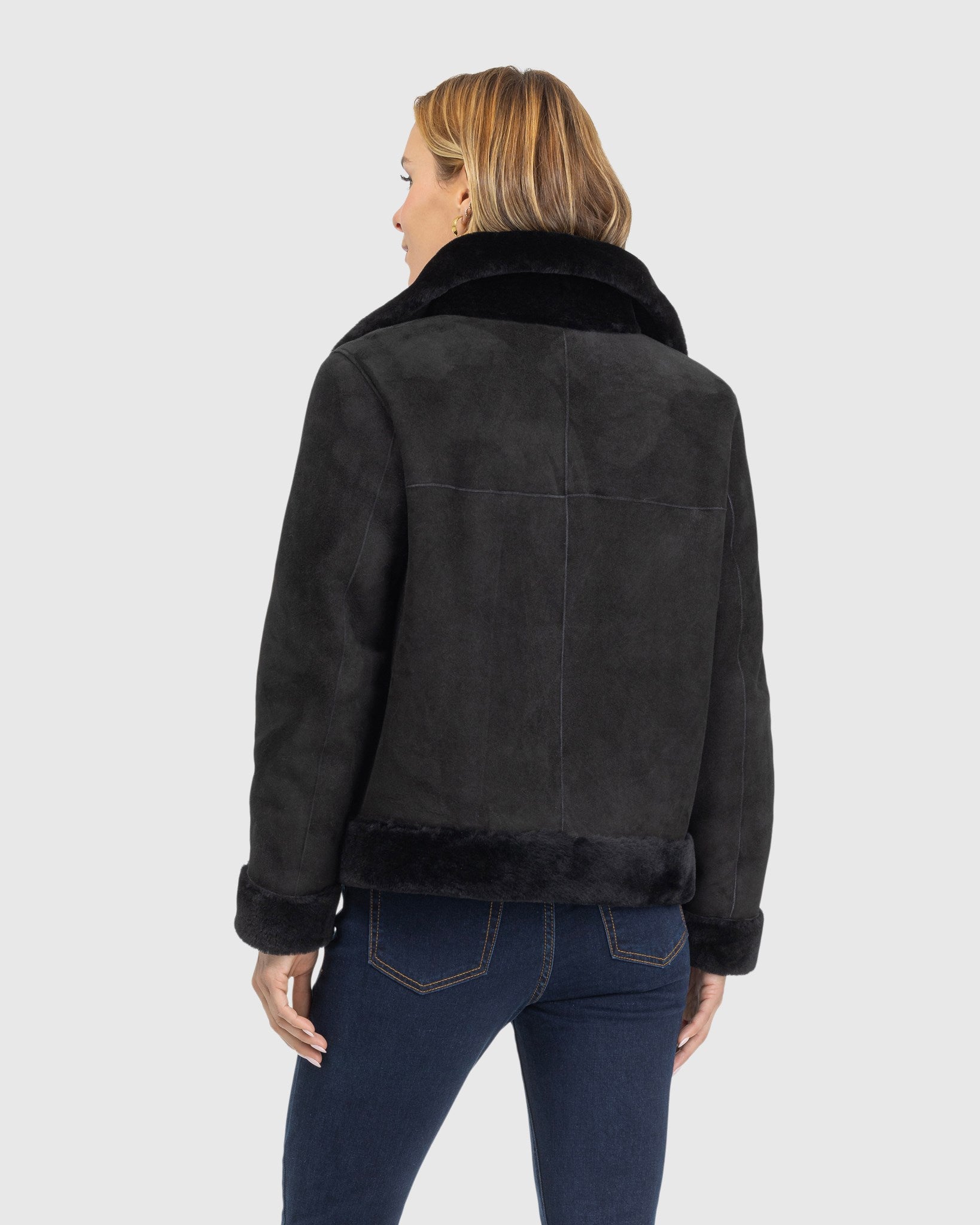 VESTE À FERMETURE ÉCLAIR EN AGNEAU MÉRINOS