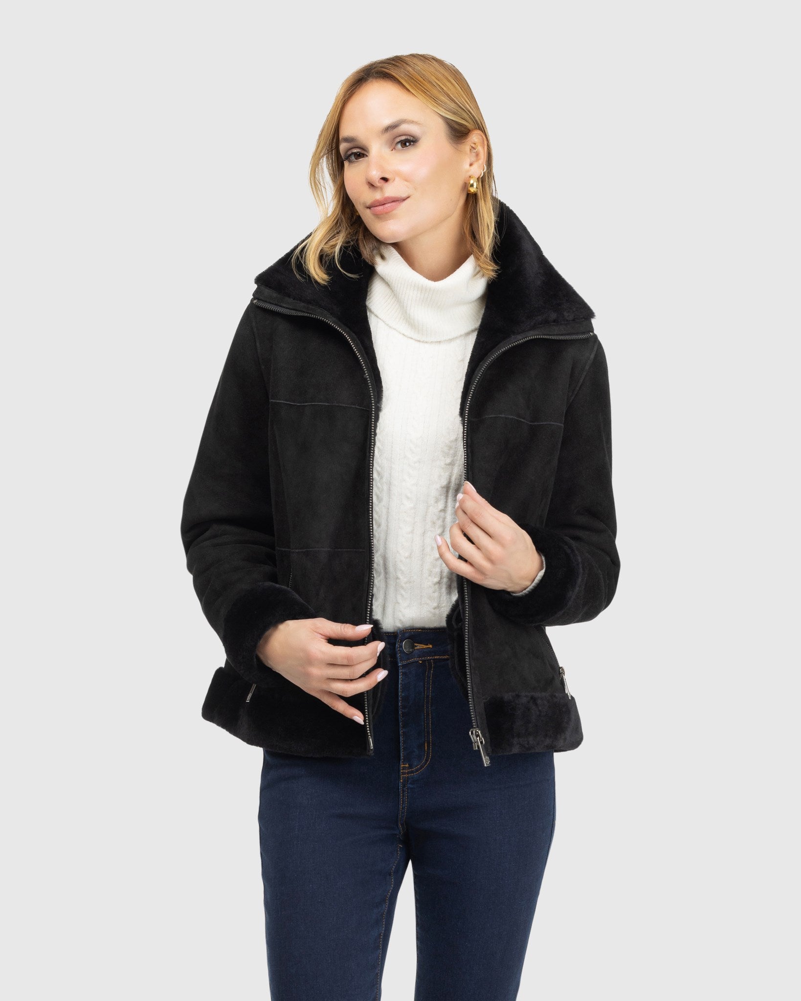 Merino Shearling Lamb Zip Jacket
