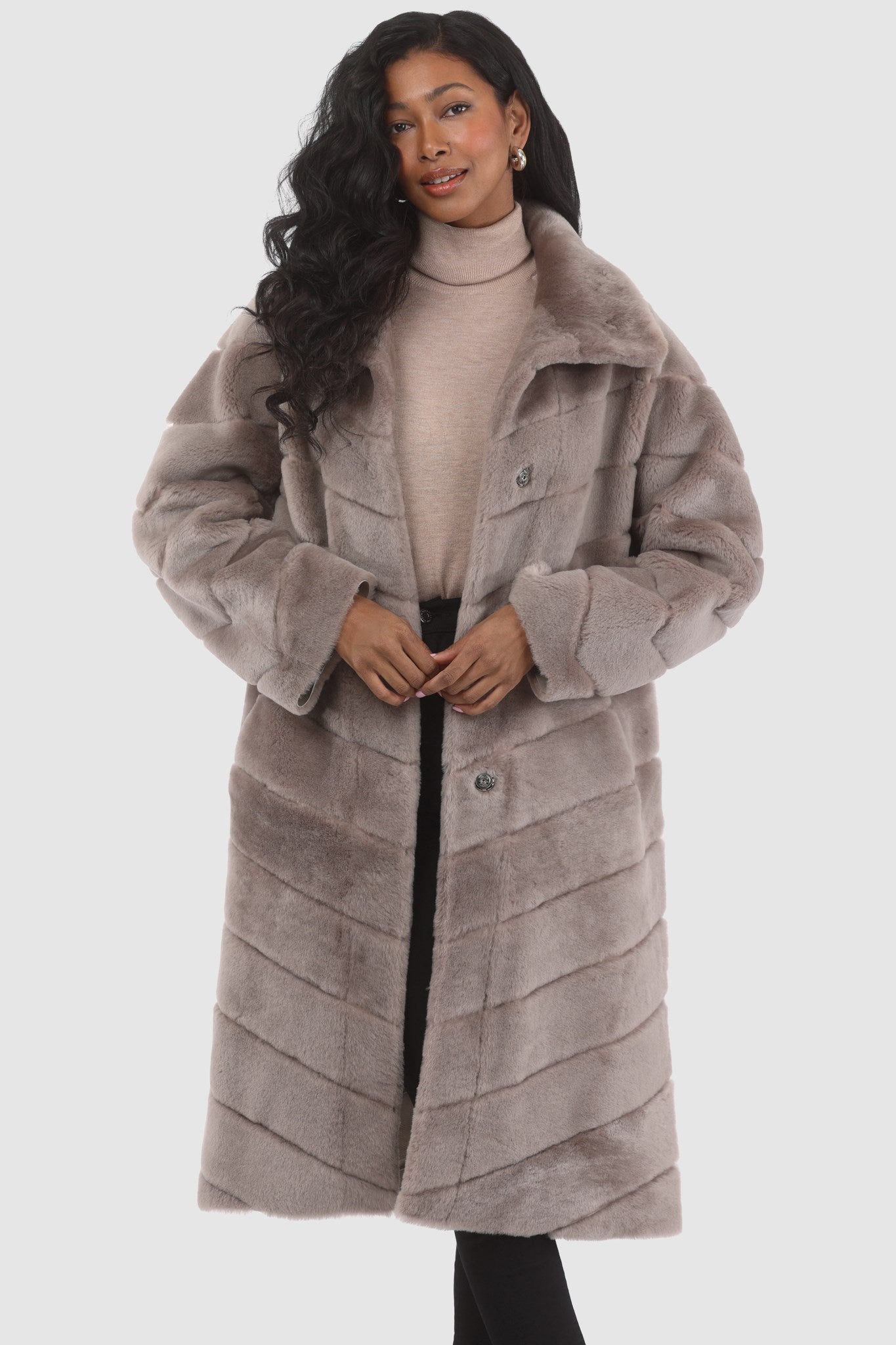 Reversible Merino Shearling Lamb Chevron Short Coat