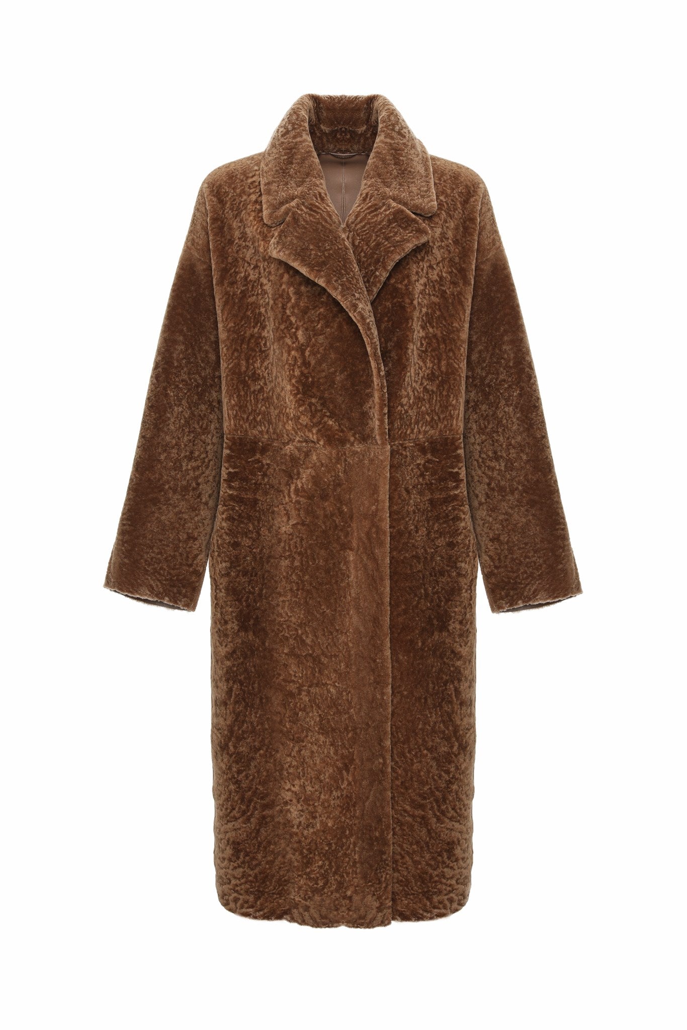 Manteau court réversible en peau de mouton retournée texturée