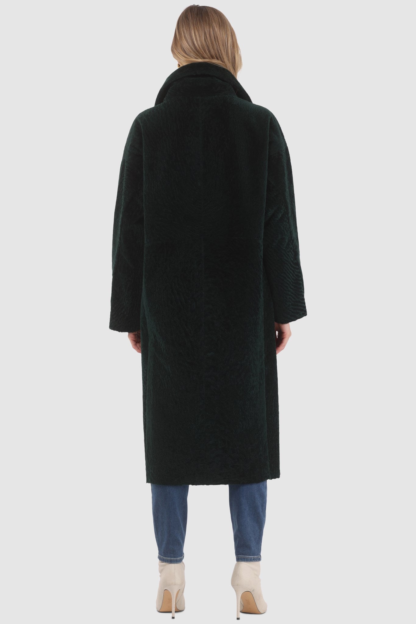 Manteau court réversible en peau de mouton retournée texturée