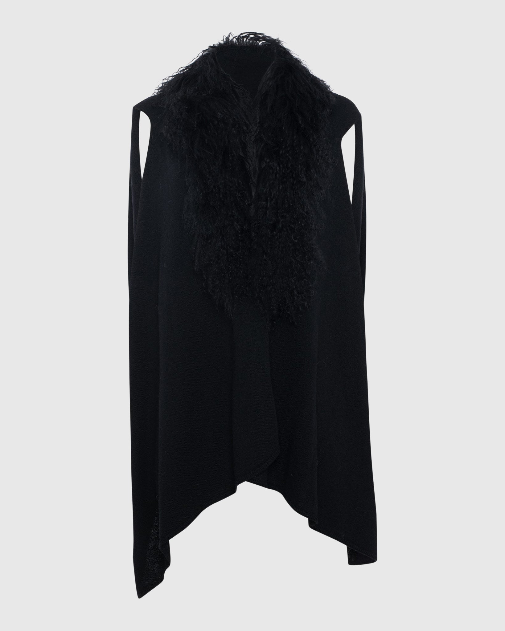 Gilet en mélange de cachemire et de laine mérinos avec garniture en agneau de Mongolie sélectionné