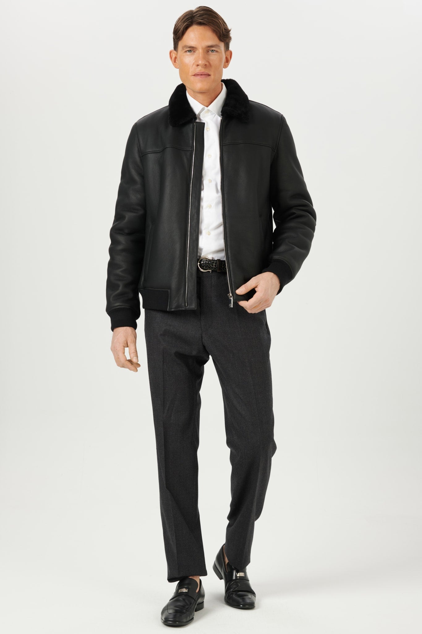 Veste aviateur en peau de mouton retournée Select pour homme