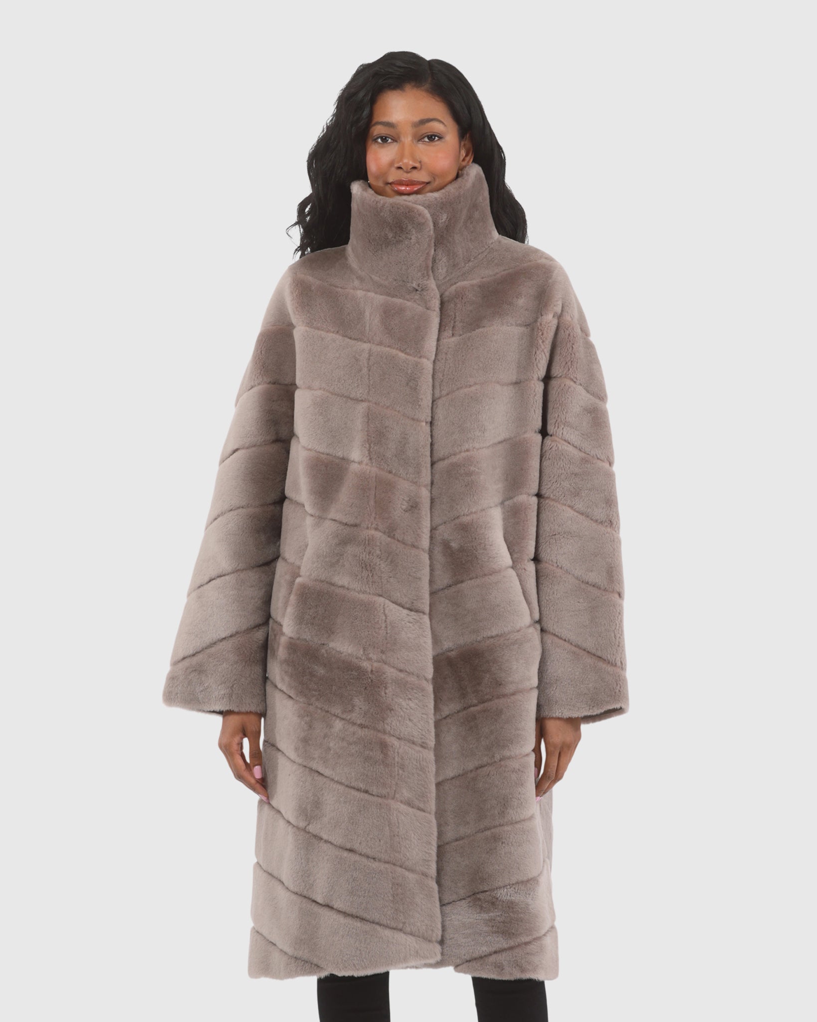 Reversible Merino Shearling Lamb Chevron Short Coat