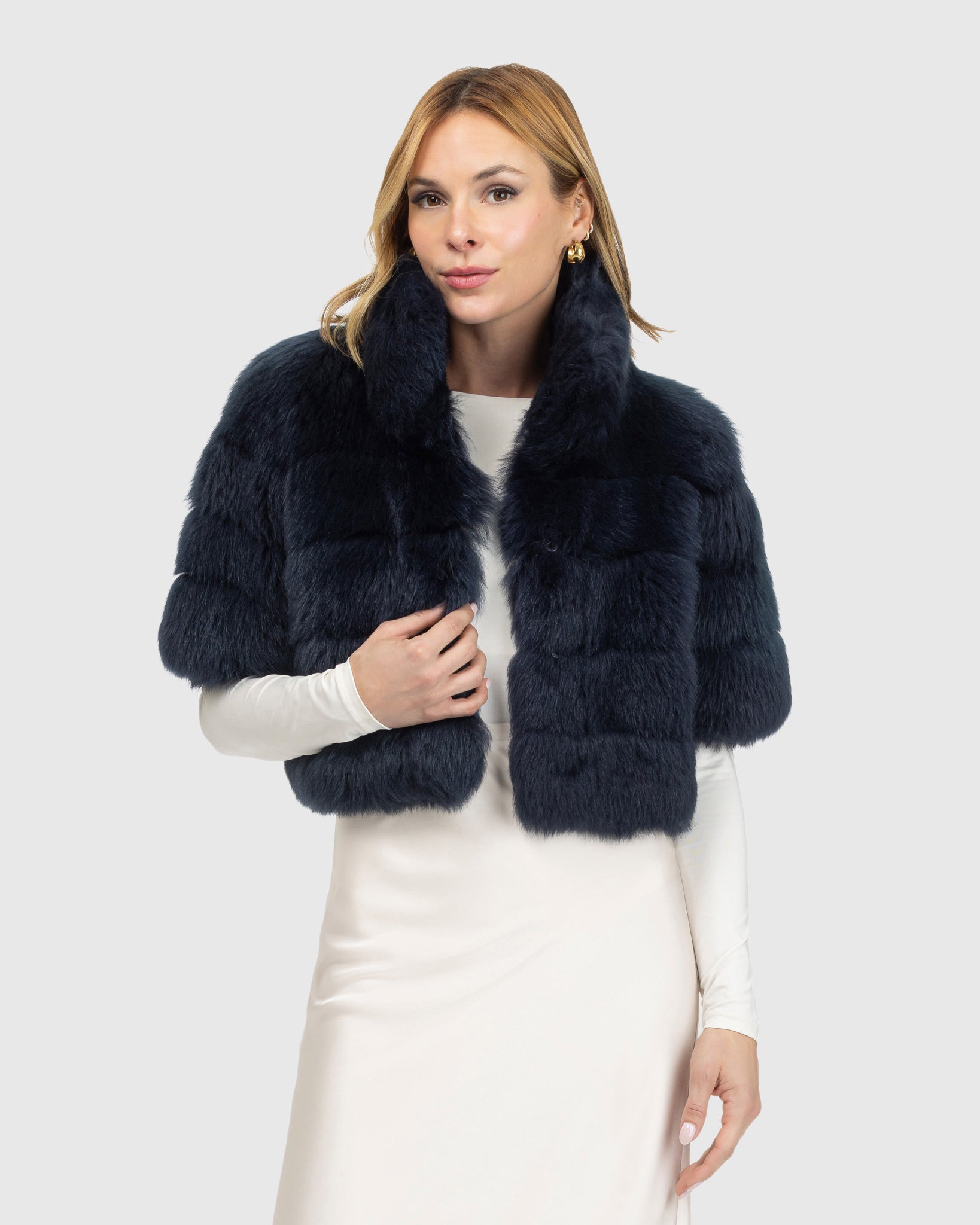 Reversible Merinillo Shearling Lamb Bolero with Cropped Sleeves