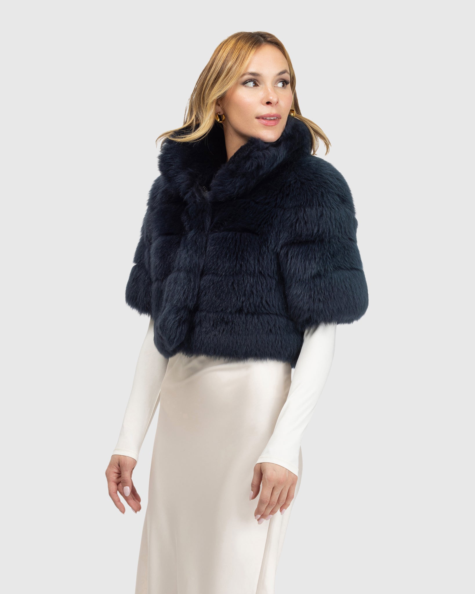 Reversible Merinillo Shearling Lamb Bolero with Cropped Sleeves