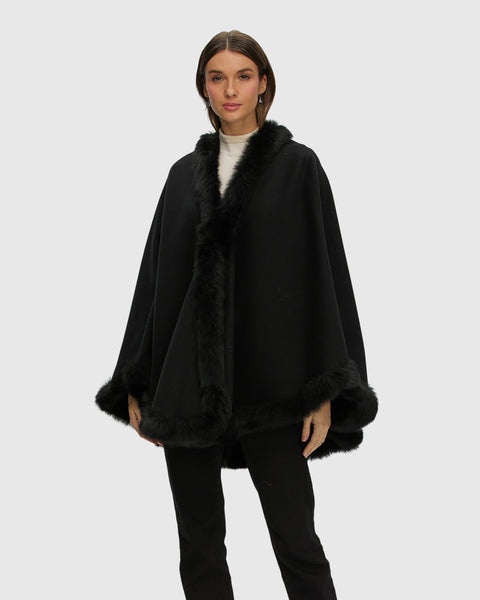 ★Manzoni24★LOROPIANAコラボ★極美品★カシミヤ ファー★コート LORO PIANA|FAVOLA DOUBLE】ウールカシミヤ ポンチョコート（アウター