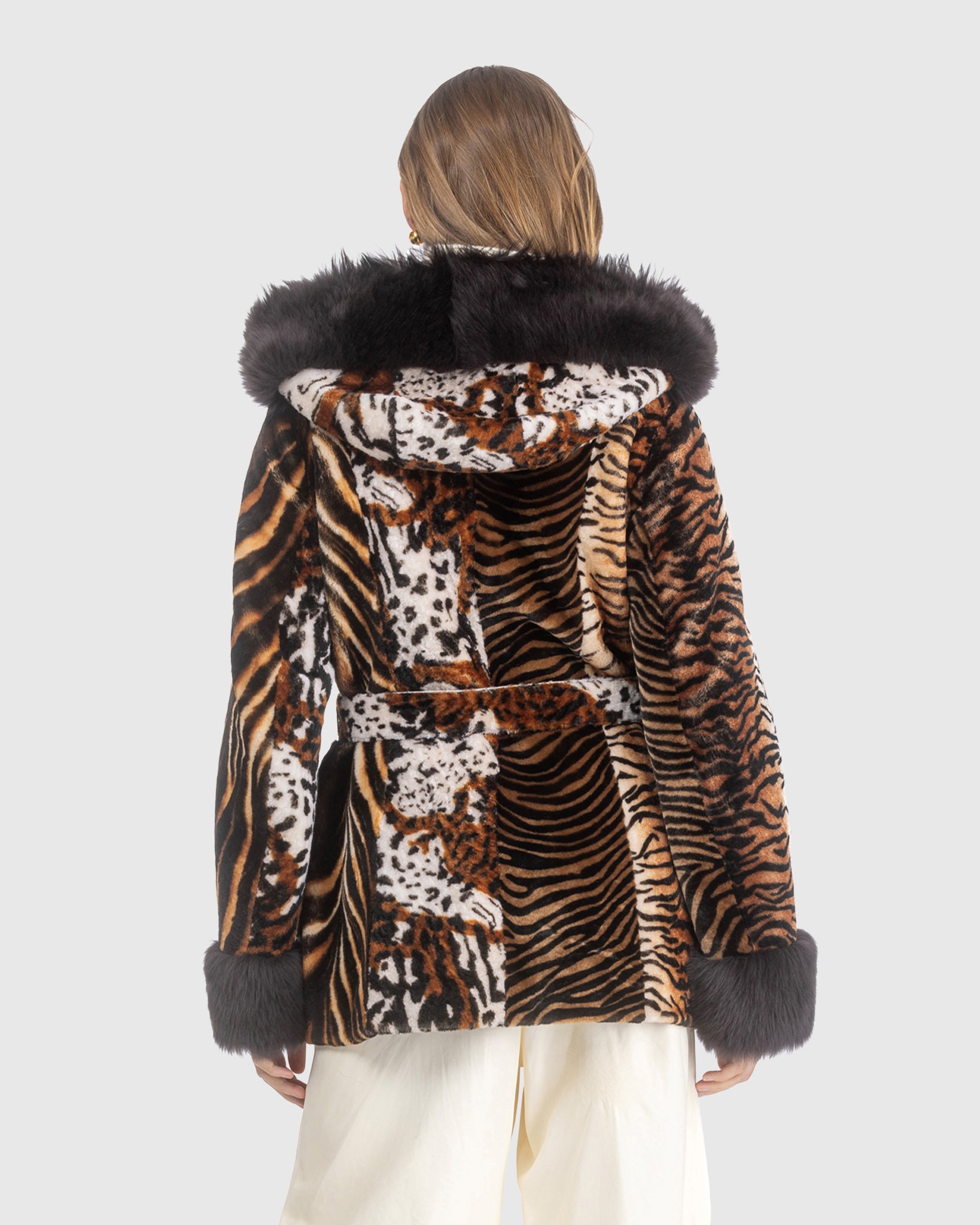 SHEARLING LAMB PARKA WITH MERINILLO SHEARLING LAMB HOOD TRIM & CUFFS, BELT
