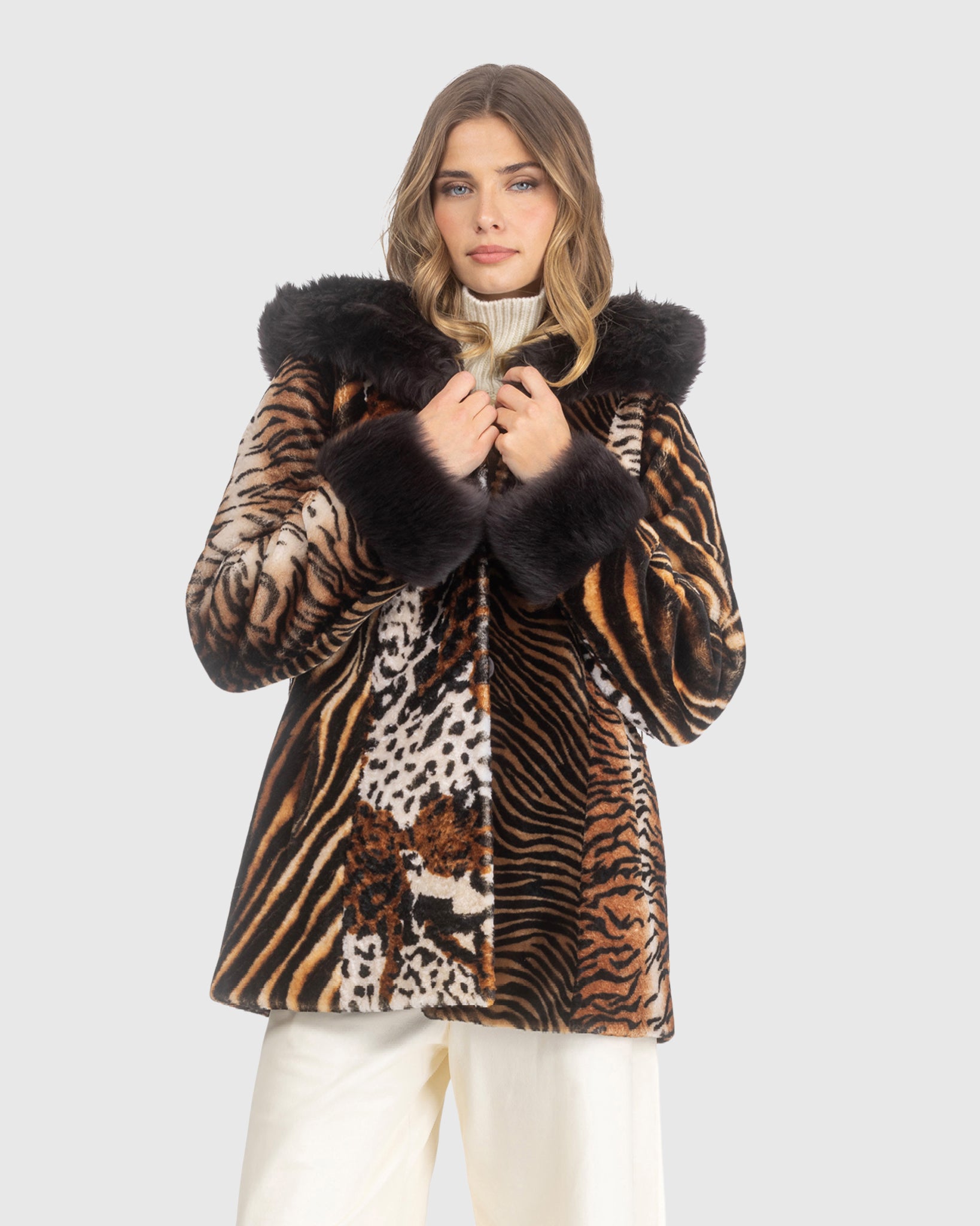 SHEARLING LAMB PARKA WITH MERINILLO SHEARLING LAMB HOOD TRIM & CUFFS, BELT