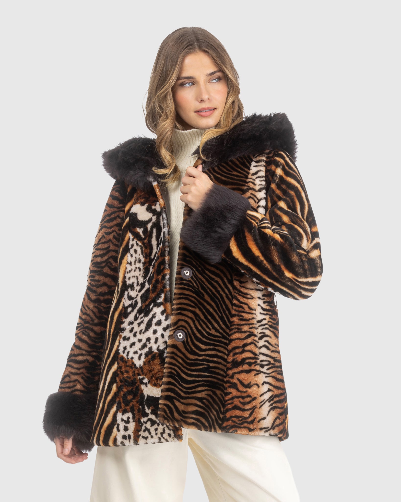 SHEARLING LAMB PARKA WITH MERINILLO SHEARLING LAMB HOOD TRIM & CUFFS, BELT