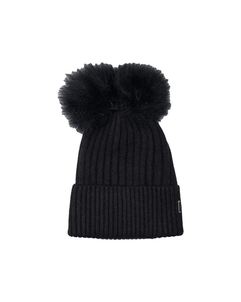 Knit Hat with Double Toscana Lamb Pompom