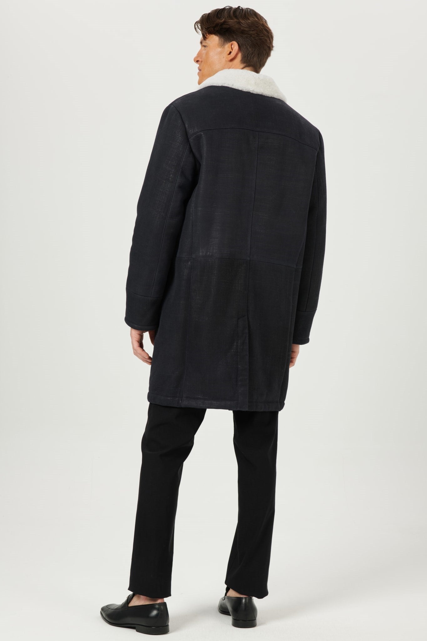 Manteau court en peau d'agneau mérinos pour homme