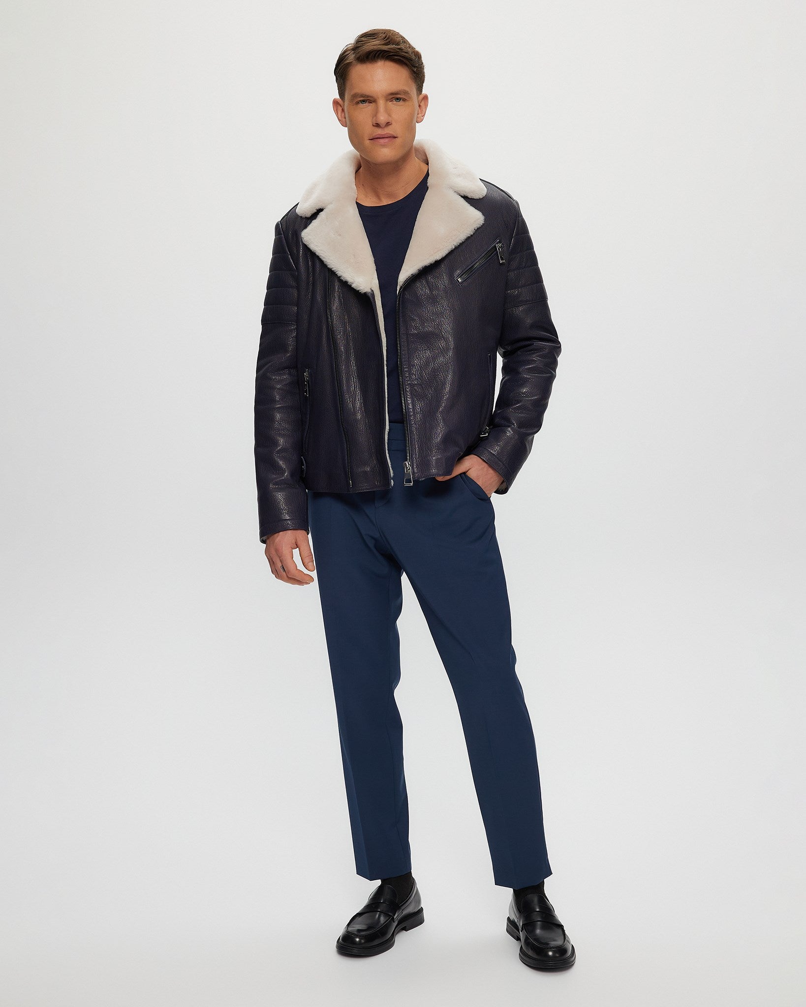 Men's Nappa Moto Jacket With Select Shearling Lamb Lining