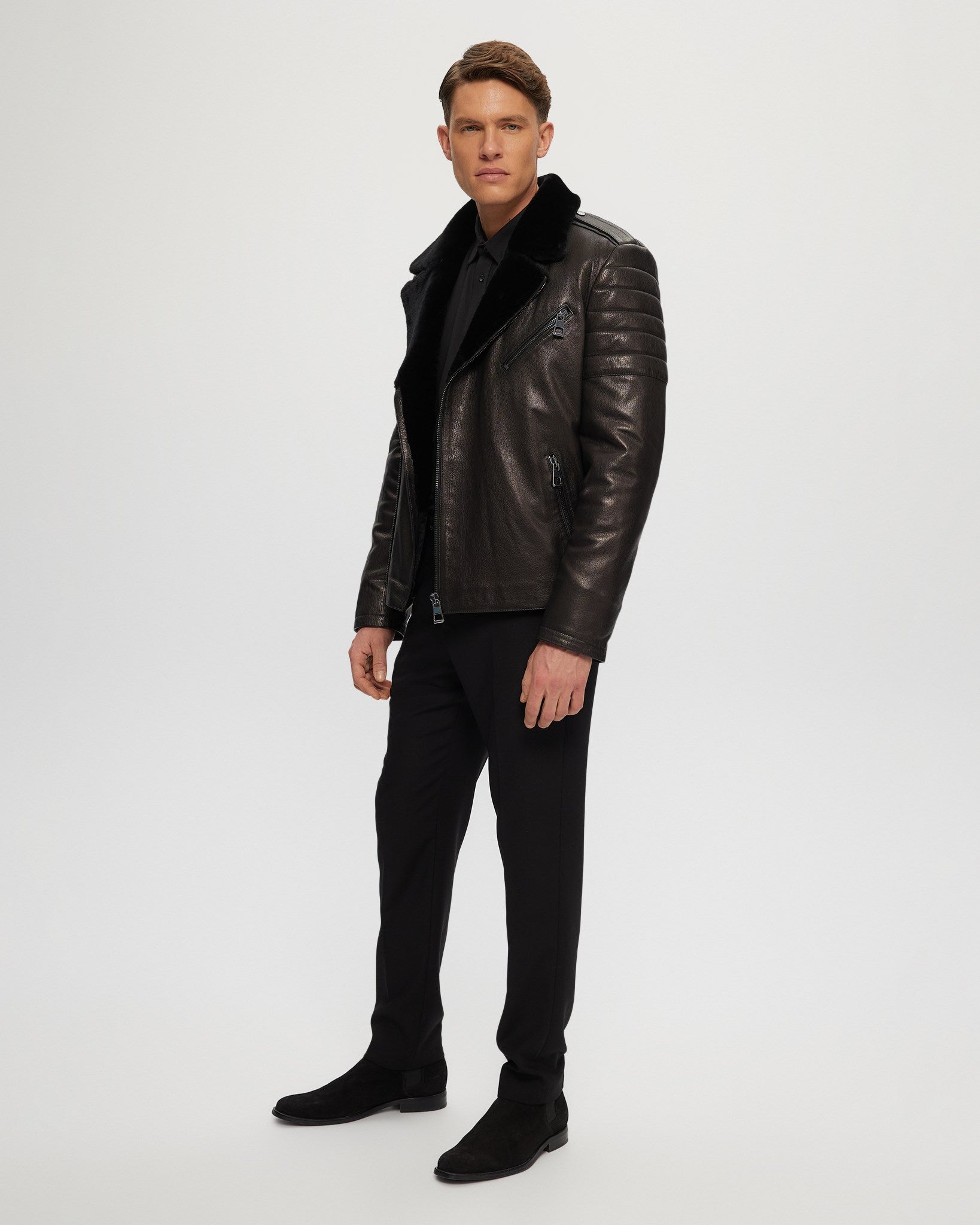 Men's Nappa Moto Jacket With Select Shearling Lamb Lining