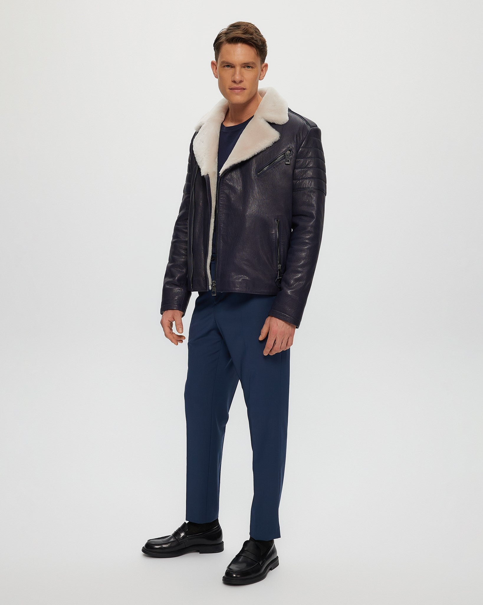 Men's Nappa Moto Jacket With Select Shearling Lamb Lining