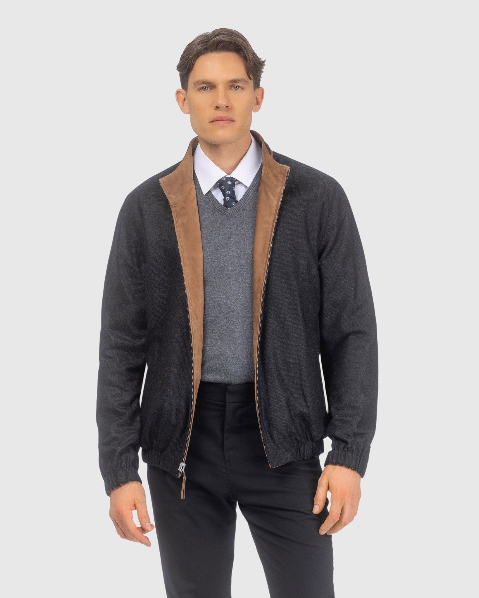 Veste en nubuck pour homme réversible en cachemire et laine Loro Piana