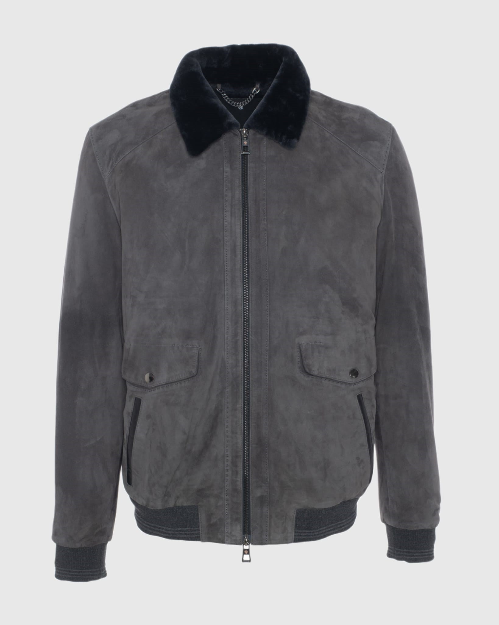 Mens Suede Jacket with Select Shearling Lamb Lining