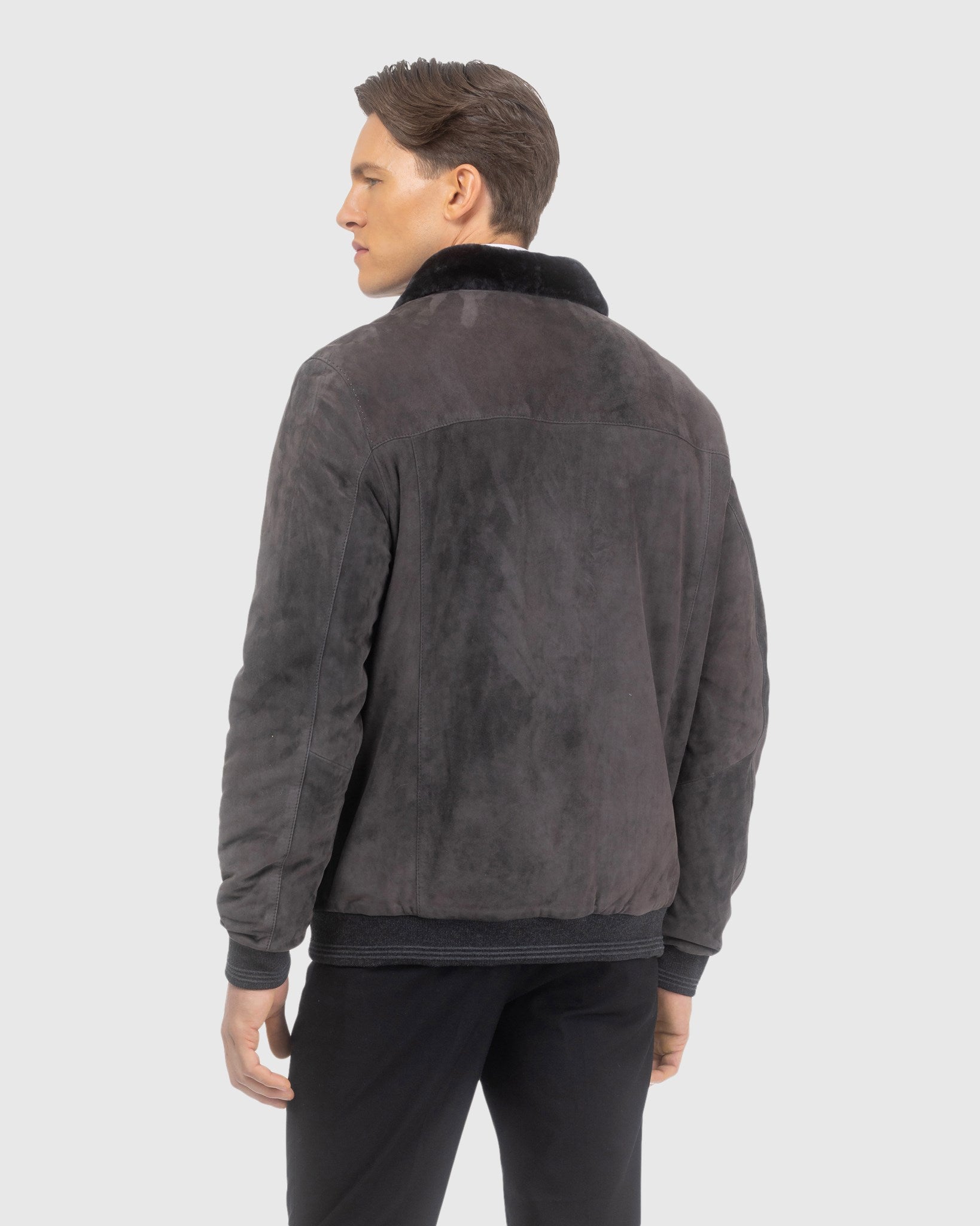 Mens Suede Jacket with Select Shearling Lamb Lining