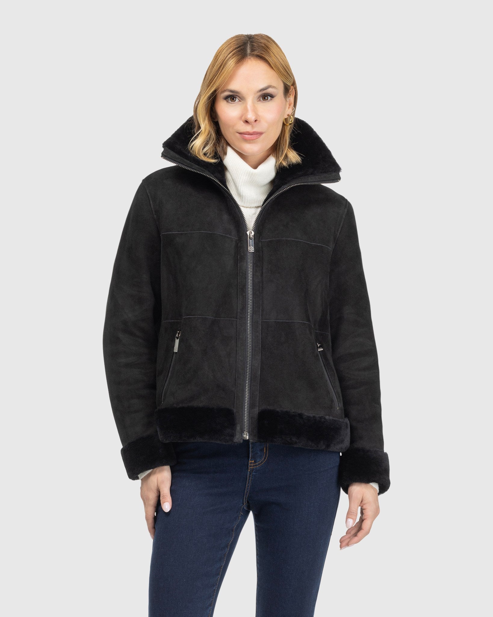 Merino Shearling Lamb Zip Jacket