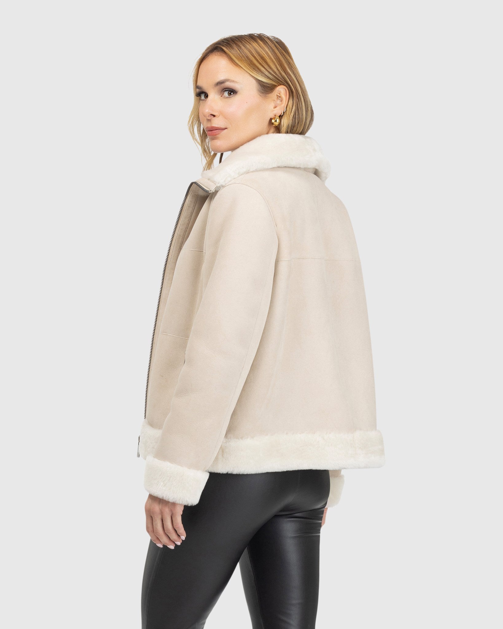 VESTE À FERMETURE ÉCLAIR EN AGNEAU MÉRINOS