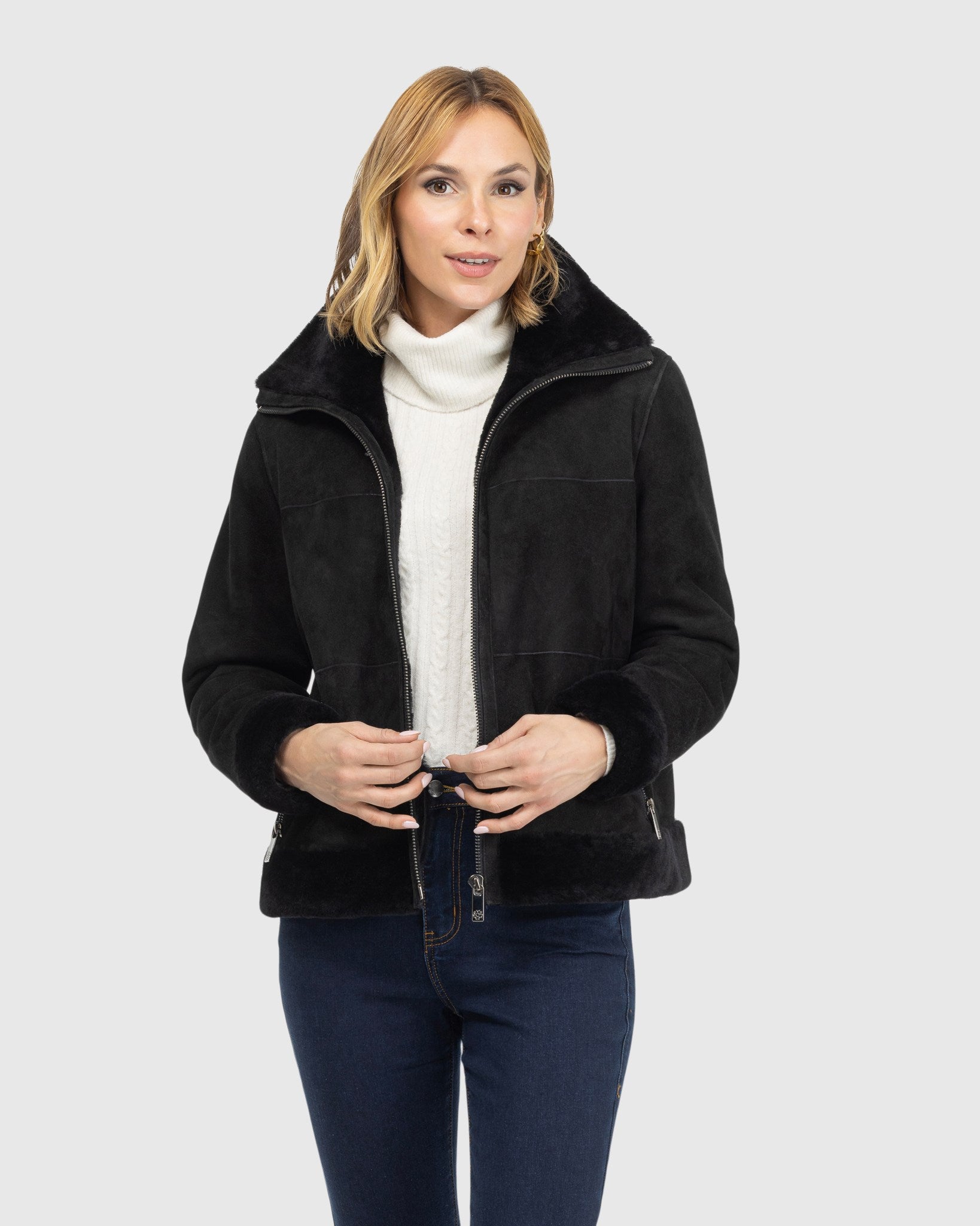 Merino Shearling Lamb Zip Jacket
