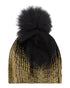 Metallic Wool Blend Knit Hat with Toscana Lamb Pompom
